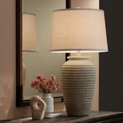 John Timberland Austin 28" Tall Jug Southwest Farmhouse Rustic Table Lamps Set Of 2 Sand Toned Ridged Finish Cream Shade Living Room Bedroom Bedside -John Timberland Shop GUEST 2e617341 e5b8 4ff4 b40e 68802499bb9d