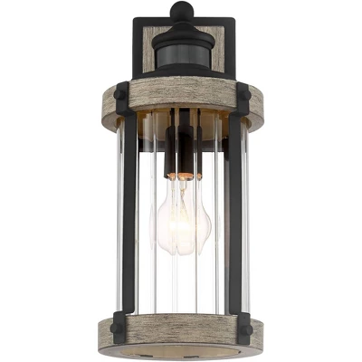 John Timberland Stan Rustic Farmhouse Outdoor Wall Light Fixture Gray Faux Wood Black Motion Sensor 15 1/2" Clear Ribbed Glass For Post Exterior Barn 3 John Timberland Stan Rustic Farmhouse Outdoor Wall Light Fixture Gray Faux Wood Black Motion Sensor 15 1/2" Clear Ribbed Glass For Post Exterior Barn - Image 3
