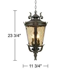 John Timberland Casa Marseille Rustic Vintage Flush Mount Outdoor Hanging Light Bronze Scroll 23 3/4" Champagne Hammered Glass For Post Exterior Barn -John Timberland Shop GUEST 2f9bf482 8de0 427d 8159 52b23c514468