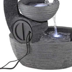 John Timberland Three Cup Modern Japanese Cascading Outdoor Floor Water Fountain With LED Light 31 1/2" For Yard Garden Patio Home Deck Porch Exterior -John Timberland Shop GUEST 310bbdb4 4c51 4ff7 a081 82115c27deab