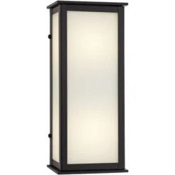 John Timberland Modern Outdoor Wall Light Fixtures Set Of 2 Black 12 3/4" Milky White Glass Panels For Post Exterior Barn Deck -John Timberland Shop GUEST 332eb222 62d4 4b34 8263 c0bbb6888e2a