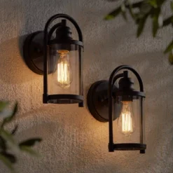 John Timberland Rustic Farmhouse Outdoor Wall Light Fixtures Set Of 2 Black 10 1/4" Clear Glass For Exterior Barn Deck House Porch Yard Patio Outside -John Timberland Shop GUEST 33c1594c c33f 4ad8 bcb3 6f9435a8a0c3