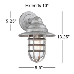 John Timberland Marlowe 13 1/4" High Farmhouse Rustic Hooded Cage Outdoor Wall Light Fixture Mount Porch House Set Of 2 Galvanized Clear Glass Shade -John Timberland Shop GUEST 33c4ace2 a42d 419b 908a a8c280fe4086