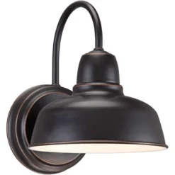 John Timberland Urban Barn Industrial Rustic Wall Light Sconces Set Of 2 Oil Rubbed Bronze Hardwire 8 1/2" Fixture Gooseneck Arm For Bedroom Bathroom -John Timberland Shop GUEST 33cfef0a 13da 46f4 975e 77046e0959cd