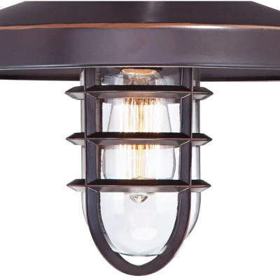 John Timberland Marlowe Rustic Industrial Farmhouse Outdoor Wall Light Fixture Painted Bronze Cage 16 3/4" Clear Glass For Post Exterior Barn Deck 2 John Timberland Marlowe Rustic Industrial Farmhouse Outdoor Wall Light Fixture Painted Bronze Cage 16 3/4" Clear Glass For Post Exterior Barn Deck - Image 2