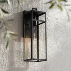 John Timberland San Lucas 18 3/4" High Modern Outdoor Wall Light Fixture Mount Porch House Set Of 2 Weatherproof Sand Black Metal Clear Glass Shade -John Timberland Shop GUEST 3737017c 1826 44a1 8cbe b84bdf3c049b