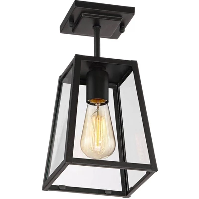 John Timberland Arrington Modern Semi Flush Mount Outdoor Ceiling Light Mystic Black 11 3/4" Clear Glass For Post Exterior Barn Deck House Porch Yard 3 John Timberland Arrington Modern Semi Flush Mount Outdoor Ceiling Light Mystic Black 11 3/4" Clear Glass For Post Exterior Barn Deck House Porch Yard - Image 3