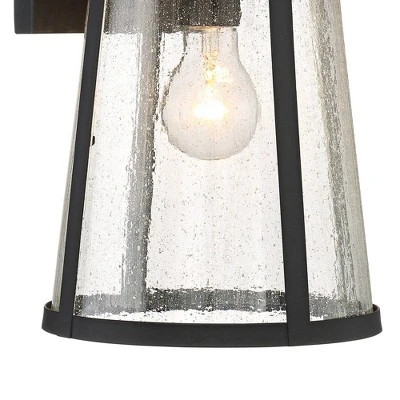 John Timberland Clement Mission Outdoor Wall Light Fixtures Set Of 2 Cast Iron Black 15" Clear Seedy Glass For Post Exterior Barn Deck House Porch 7 John Timberland Clement Mission Outdoor Wall Light Fixtures Set Of 2 Cast Iron Black 15" Clear Seedy Glass For Post Exterior Barn Deck House Porch - Image 7