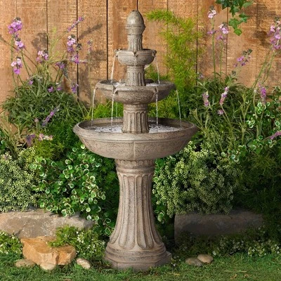 John Timberland Farron Rustic 3 Tier Basin Outdoor Floor Water Fountain With LED Light 46" For Yard Garden Patio Home Deck Porch Exterior Balcony Roof 1 John Timberland Farron Rustic 3 Tier Basin Outdoor Floor Water Fountain With LED Light 46" For Yard Garden Patio Home Deck Porch Exterior Balcony Roof