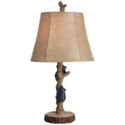 John Timberland Climbing Bears Rustic Accent Table Lamps 22 1/2" High Set Of 2 Brown Faux Wood With USB Charging Port Faux Leather Shade For Desk -John Timberland Shop GUEST 38e0bcf3 e479 46b5 9cda 4bd12d04d000
