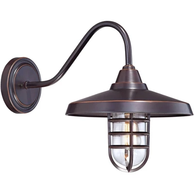 John Timberland Marlowe Rustic Industrial Farmhouse Outdoor Wall Light Fixture Painted Bronze Cage 16 3/4" Clear Glass For Post Exterior Barn Deck 4 John Timberland Marlowe Rustic Industrial Farmhouse Outdoor Wall Light Fixture Painted Bronze Cage 16 3/4" Clear Glass For Post Exterior Barn Deck - Image 4