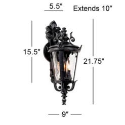 John Timberland Casa Marseille Vintage Rustic Outdoor Wall Light Fixture Textured Black Scroll 21 3/4" Clear Hammered Glass For Post Exterior Barn -John Timberland Shop GUEST 3a2427c1 0f62 4761 86cb 78c89edc85ff