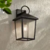 John Timberland Westmont 18" High Modern Outdoor Wall Light Fixture Mount Porch House Exterior Weatherproof Sand Black Aluminum Seeded Glass Shade