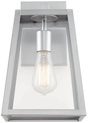 John Timberland Arrington Modern Outdoor Wall Light Fixtures Set Of 2 Silver Metal 13" Clear Glass For Post Exterior Barn Deck House Porch Yard Posts 3 John Timberland Arrington Modern Outdoor Wall Light Fixtures Set Of 2 Silver Metal 13" Clear Glass For Post Exterior Barn Deck House Porch Yard Posts - Image 3