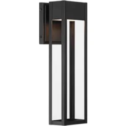 John Timberland Austin 16" High Modern Outdoor Wall Light Fixture Mount Porch House LED Bulb Weatherproof Sand Black Finish Aluminum Glass Shade -John Timberland Shop GUEST 3ca0703c 0fb8 4941 9c96 5c9ea48da040