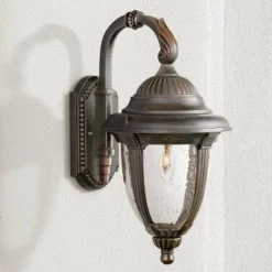 John Timberland Casa Sierra Rustic Vintage Outdoor Wall Light Fixture Bronze Downbridge 18 1/2" Clear Seedy Glass For Post Exterior Barn Deck House