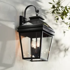 John Timberland Stratton Street Mission Outdoor Wall Light Fixture Textured Black Lantern 22" Clear Glass For Post Exterior Barn Deck House Porch Yard -John Timberland Shop GUEST 402e12c1 9be2 4641 b24f d03186718c38