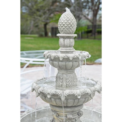 Ibiza 46" High Large Italian Outdoor Decor Sand Stone Floor Fountain With Light LED 3-Tier Outside Garden Patio Yard Backyard 6 Ibiza 46" High Large Italian Outdoor Decor Sand Stone Floor Fountain With Light LED 3-Tier Outside Garden Patio Yard Backyard - Image 6