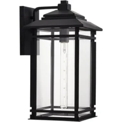 John Timberland North House Mission Outdoor Wall Light Fixture Matte Black Metal 19" Clear Glass For Post Exterior Barn Deck House Porch Yard Patio -John Timberland Shop GUEST 426d4364 2a2d 40f1 bc10 2dc6d72919c0