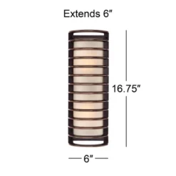 John Timberland Modern Outdoor Wall Light Fixture Rubbed Bronze Grid 16 3/4" Frosted Glass Cylinder For Exterior Porch Patio -John Timberland Shop GUEST 42a003f0 e44f 42c0 89b6 02471e4c20a8