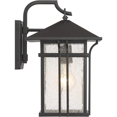 John Timberland Syon Mission Outdoor Wall Light Fixtures Set Of 2 Painted Bronze Lantern 14" Clear Seeded Glass For Post Exterior Barn 4 John Timberland Syon Mission Outdoor Wall Light Fixtures Set Of 2 Painted Bronze Lantern 14" Clear Seeded Glass For Post Exterior Barn - Image 4