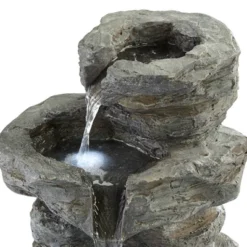 John Timberland Zen Outdoor Floor Water Fountain With Light LED 22" High 4 Tiered Cascading Rock For Yard Garden Patio Deck Home -John Timberland Shop GUEST 44343faa 1438 42a3 966f b1b5880a664d