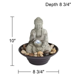 John Timberland Zen Buddha Indoor Tabletop Water Fountain With Light LED 10" High Sitting For Table Desk Office Relaxation -John Timberland Shop GUEST 4437b17f d1c1 44a3 a63a 0e3492b9f939