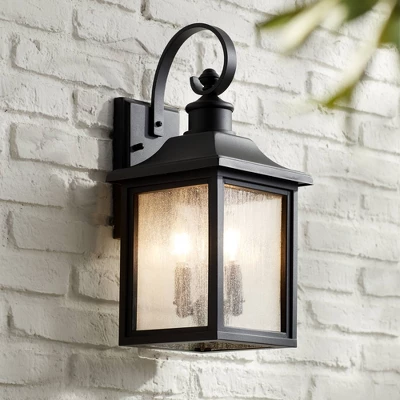 John Timberland Moray Bay Mission Outdoor Wall Light Fixture Black 17 3/4" Clear Seedy Glass For Post Exterior Barn Deck House Porch Yard Posts Patio 1 John Timberland Moray Bay Mission Outdoor Wall Light Fixture Black 17 3/4" Clear Seedy Glass For Post Exterior Barn Deck House Porch Yard Posts Patio
