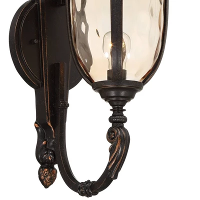 John Timberland Bellagio Vintage Rustic Outdoor Wall Light Fixture Veranda Bronze 26" Amber Hammered Glass For Post Exterior Barn Deck House Porch 3 John Timberland Bellagio Vintage Rustic Outdoor Wall Light Fixture Veranda Bronze 26" Amber Hammered Glass For Post Exterior Barn Deck House Porch - Image 3
