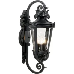John Timberland Casa Marseille Vintage Rustic Outdoor Wall Light Fixture Black Scroll Arm 21 1/2" Clear Hammered Glass For Post Exterior Barn Deck -John Timberland Shop GUEST 46296a52 3623 4376 8c7d 9e2770265381