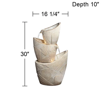 John Timberland Three Urn With Leaves Rustic Cascading Outdoor Floor Water Fountain With LED Light 30" For Yard Garden Patio Home Deck Porch Exterior 7 John Timberland Three Urn With Leaves Rustic Cascading Outdoor Floor Water Fountain With LED Light 30" For Yard Garden Patio Home Deck Porch Exterior - Image 7