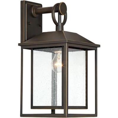 John Timberland Califa Mission Outdoor Wall Light Fixture Bronze 18" Clear Textured Glass For Post Exterior Barn Deck House Porch Yard Posts Patio 4 John Timberland Califa Mission Outdoor Wall Light Fixture Bronze 18" Clear Textured Glass For Post Exterior Barn Deck House Porch Yard Posts Patio - Image 4