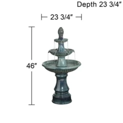 Formentera 46" High Large Italian Indoor Outdoor Decor Teal Blue Ceramic Floor Fountain With Light LED 3-Tier Outside Garden Patio -John Timberland Shop GUEST 471fcb50 b1a4 4800 8504 1ceb8d3f3afb