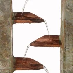 Zigzag Zen 47 3/4" High Large Modern Outdoor Decor Slate And Copper Floor Fountain Cascading Outside Garden Patio Yard Backyard -John Timberland Shop GUEST 49e01b6d d5bd 49b2 b451 6cc2139627c7