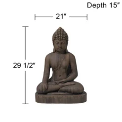 John Timberland Sitting Buddha Statue Sculpture Zen Decor Outdoor Garden Front Porch Patio Yard Outside Dark Sandstone Faux Stone Finish 29 1/2" High -John Timberland Shop GUEST 4c454699 74ca 4e87 8a57 8e635d1372cb
