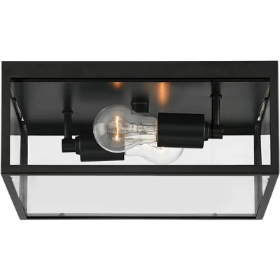 John Timberland Modern Outdoor Ceiling Light Fixture Matte Black 12" Clear Glass Panels Square Exterior House Porch Patio Outside 6 John Timberland Modern Outdoor Ceiling Light Fixture Matte Black 12" Clear Glass Panels Square Exterior House Porch Patio Outside - Image 6