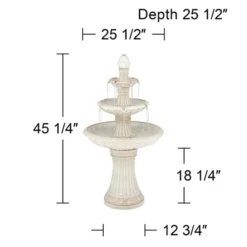 Formentera 45 1/4" High Large Italian Outdoor Decor Off-White Ceramic Floor Fountain With Light LED 3-Tier Outside Garden Patio Yard -John Timberland Shop GUEST 4fbf6acb 4d68 419f 8711 74566d140dc7