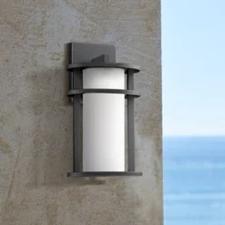 John Timberland Aline Modern Outdoor Wall Light Fixtures Set Of 2 Black Metal LED 13" White Frosted Glass For Post Exterior Barn Deck -John Timberland Shop GUEST 4ff45572 31e3 4dd7 bd44 a0555152ad46