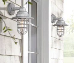 John Timberland Marlowe 13 1/4" High Farmhouse Rustic Hooded Cage Outdoor Wall Light Fixture Mount Porch House Set Of 2 Galvanized Clear Glass Shade -John Timberland Shop GUEST 503ba208 63c8 46c8 aa07 6d79e9761822