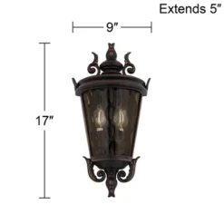 John Timberland Casa Marseille Rustic Outdoor Wall Light Fixture Veranda Bronze Scroll 17" Champagne Hammered Glass For Post Exterior Barn Deck House -John Timberland Shop GUEST 50698d84 d31f 4a01 9a41 6b63285ed8a4