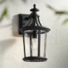 John Timberland Leto 18 1/2" High Modern Outdoor Wall Light Fixture Mount Porch House Exterior Outside Weatherproof Black Metal Clear Glass Shade