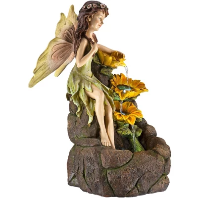 John Timberland Garden Fairy With Sunflowers Modern Cascading Outdoor Floor Water Fountain With LED Light 26" For Yard Garden Patio Home Deck Porch 4 John Timberland Garden Fairy With Sunflowers Modern Cascading Outdoor Floor Water Fountain With LED Light 26" For Yard Garden Patio Home Deck Porch - Image 4