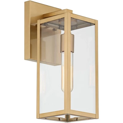 John Timberland Modern Outdoor Wall Light Fixture Soft Gold 14 1/4" Clear Glass For Exterior Barn Deck House Home Porch Yard Patio 4 John Timberland Modern Outdoor Wall Light Fixture Soft Gold 14 1/4" Clear Glass For Exterior Barn Deck House Home Porch Yard Patio - Image 4