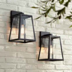 John Timberland Arrington Modern Outdoor Wall Lights Fixtures Set Of 4 Mystic Black 13" Clear Glass For Post Exterior Barn Deck House Porch Yard Patio -John Timberland Shop GUEST 5356cd4a c81f 407e b6e0 93b1f82c10b8