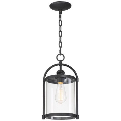 John Timberland Modern Outdoor Ceiling Light Hanging Black 15" Cylindrical Glass For Exterior House Porch Patio Deck 5 John Timberland Modern Outdoor Ceiling Light Hanging Black 15" Cylindrical Glass For Exterior House Porch Patio Deck - Image 5