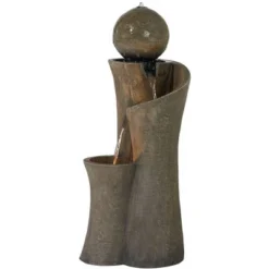 John Timberland Modern Sphere Curve Zen Outdoor Floor Water Fountain 39 1/2" With LED Light For Exterior Garden Yard Lawn -John Timberland Shop GUEST 53e21d99 ddf9 4f1e b03c b825481c54df