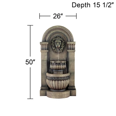 John Timberland Roman Outdoor Floor Water Fountain With Light LED 50" High 2-Tier Lion Face For Yard Garden Patio Deck Home 5 John Timberland Roman Outdoor Floor Water Fountain With Light LED 50" High 2-Tier Lion Face For Yard Garden Patio Deck Home - Image 5