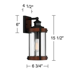 John Timberland Stan Industrial Outdoor Wall Light Fixture Dark Faux Wood Black Motion Sensor 15 1/2" Clear Glass For Post Exterior Barn Deck House -John Timberland Shop GUEST 56222938 1235 452c bdf0 842b882481ad