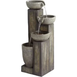 John Timberland Four Tier Rustic Cascading Outdoor Floor Water Fountain With LED Light 40 1/2" For Yard Garden Patio Home Deck Porch House Roof -John Timberland Shop GUEST 5627c763 c71e 4d7a a66d b11290d04577
