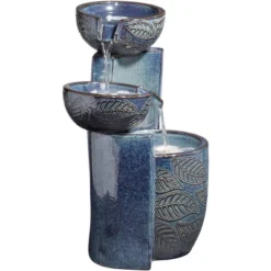 John Timberland Summer Leaves Cascading Bowls Modern Outdoor Floor Water Fountain With LED Light 26" For Yard Garden Patio Deck Porch House Exterior -John Timberland Shop GUEST 56375fca 3b9e 4059 b2db 975bdfeec3f6